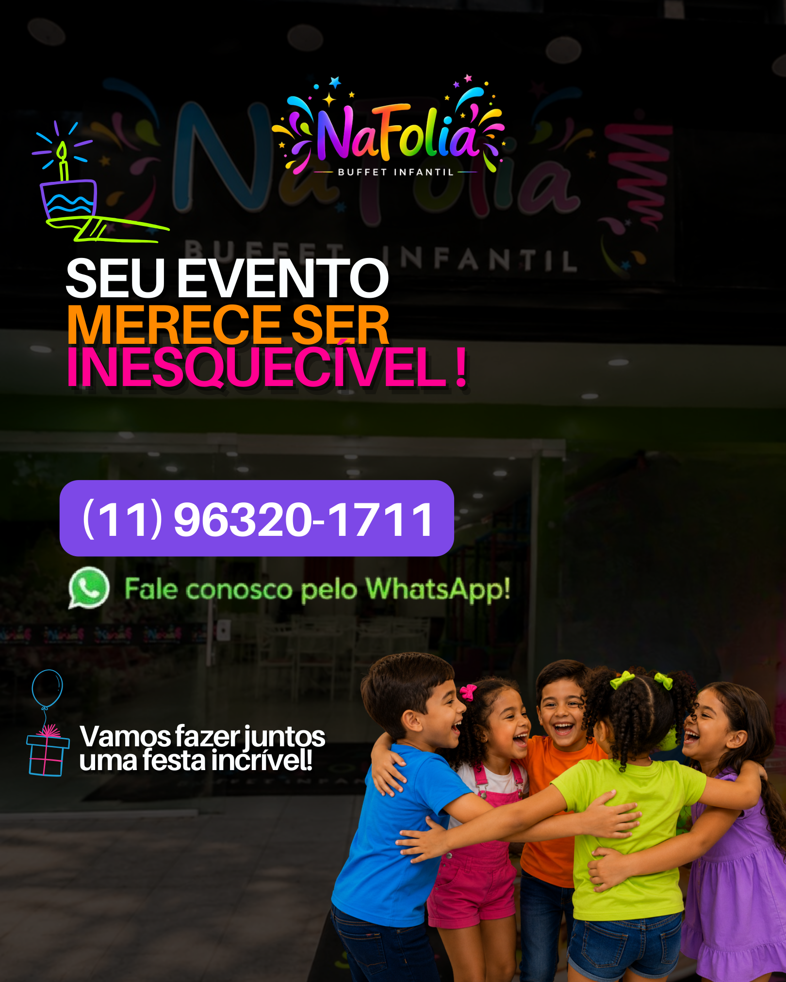Solicite orçamento pelo WhatsApp do NaFolia Buffet Infantil